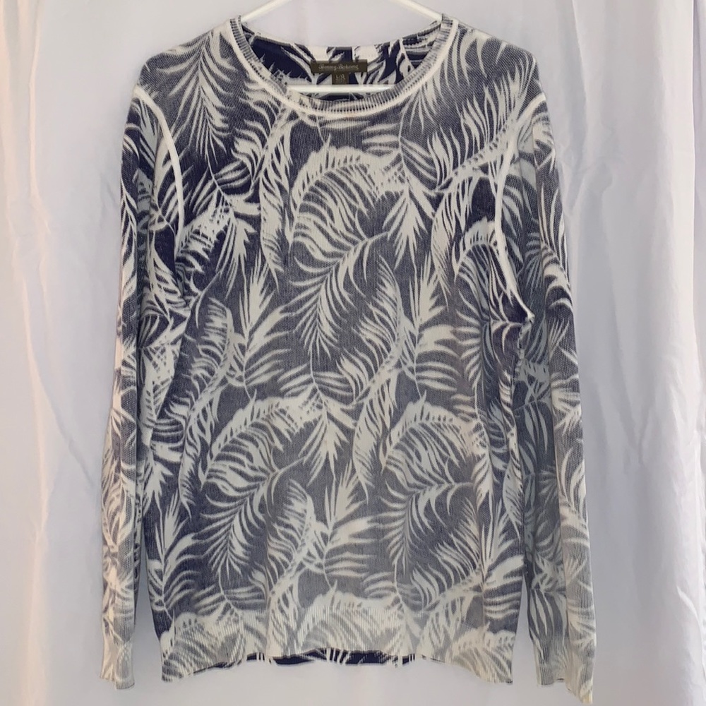 Tommy Bahama blue and white crew neck sweater size large